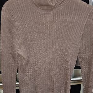 Jean Pierre Taupe Ribbed Turtleneck Sweater